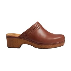 Womens Clarks Paizlee Poppy Clog in Tan Leather. 26175188